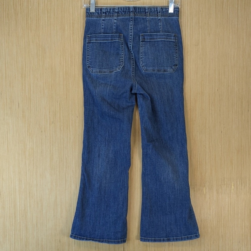 Pilcro Anthropologie Womens XS Blue Pull On‎ High Rise Cropped Flare Jeans - Picture 3 of 9